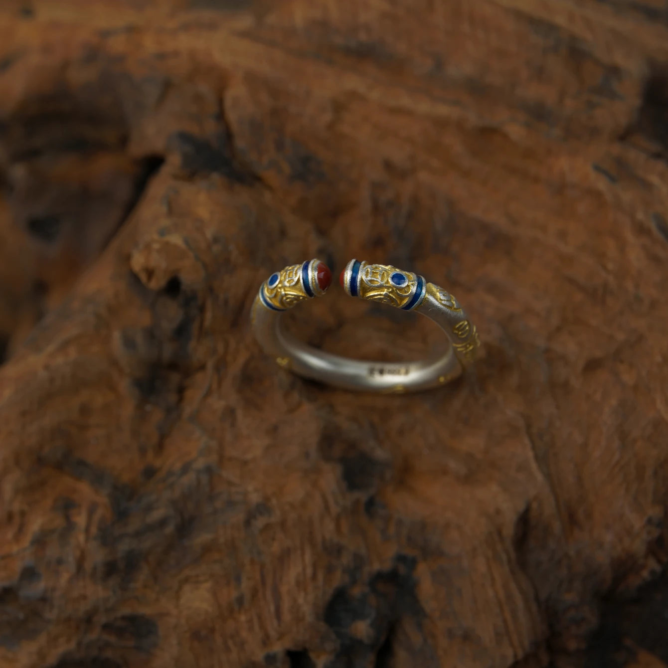 Zenify™ Enamel Blessing Ring – Pure Silver & Hand-painted Gold