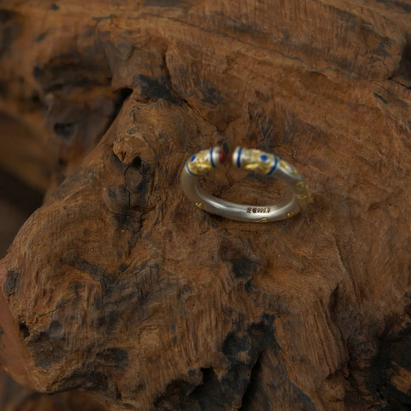 Zenify™ Enamel Blessing Ring – Pure Silver & Hand-painted Gold