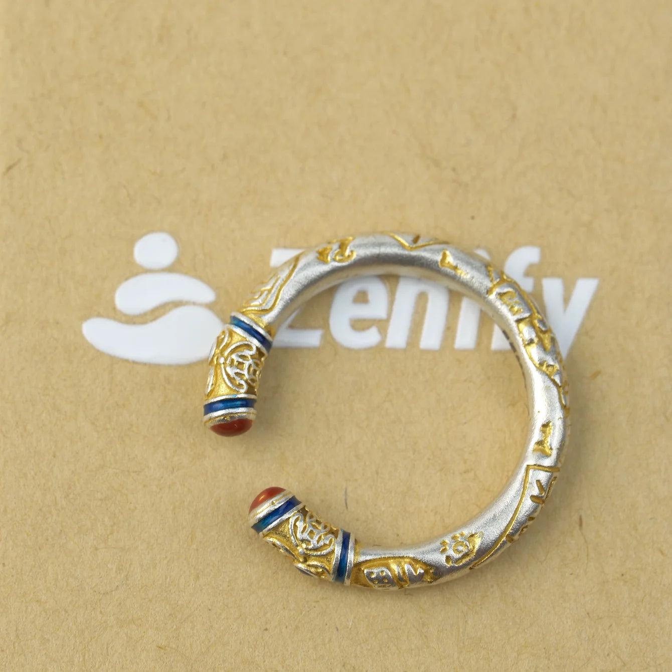Zenify™ Enamel Blessing Ring – Pure Silver & Hand-painted Gold