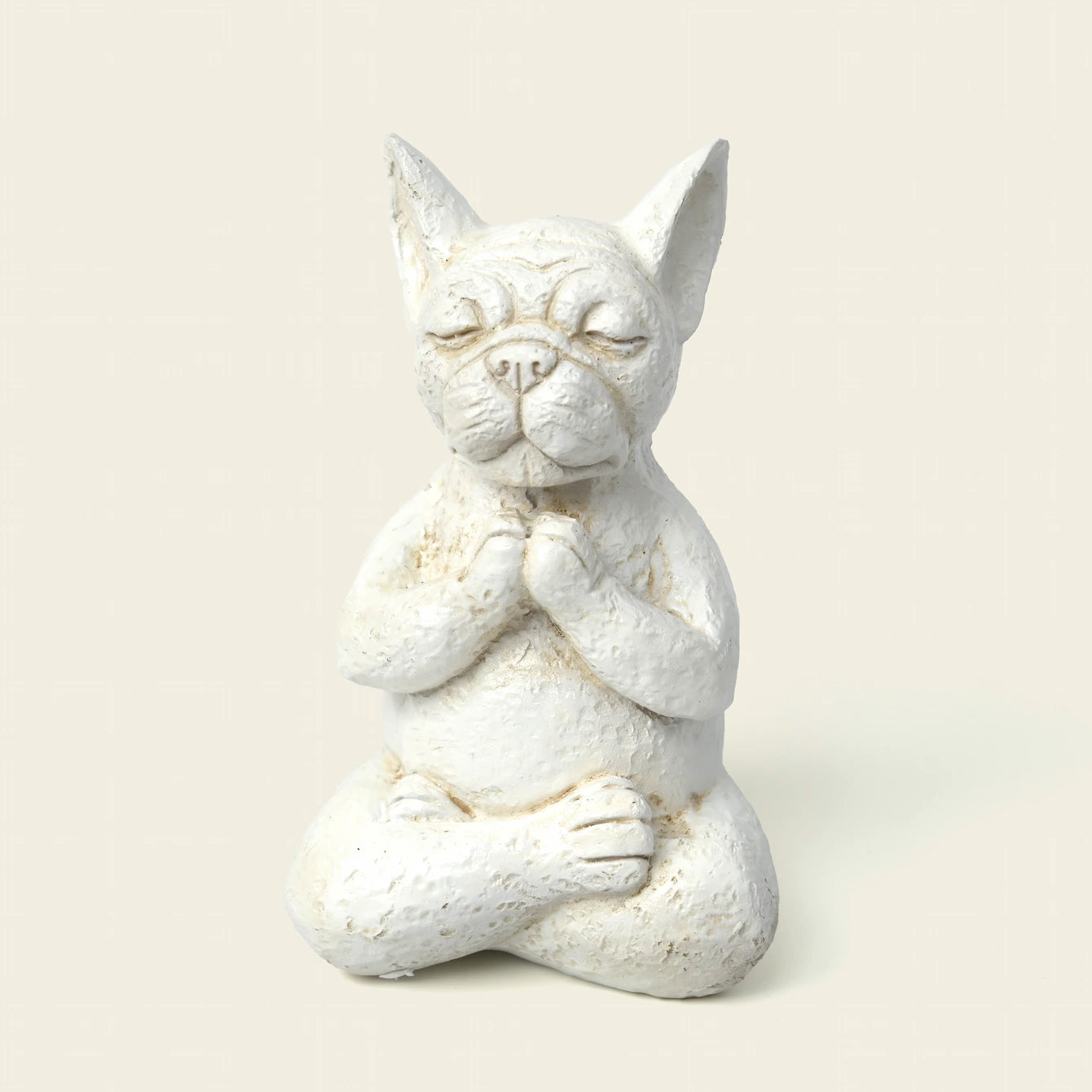 Zenify™ Meditating Dog – White Resin Garden Statue