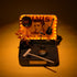 Elvis tribute crystal zen garden in a collectible case with lights, featuring a mini microphone and decorations.