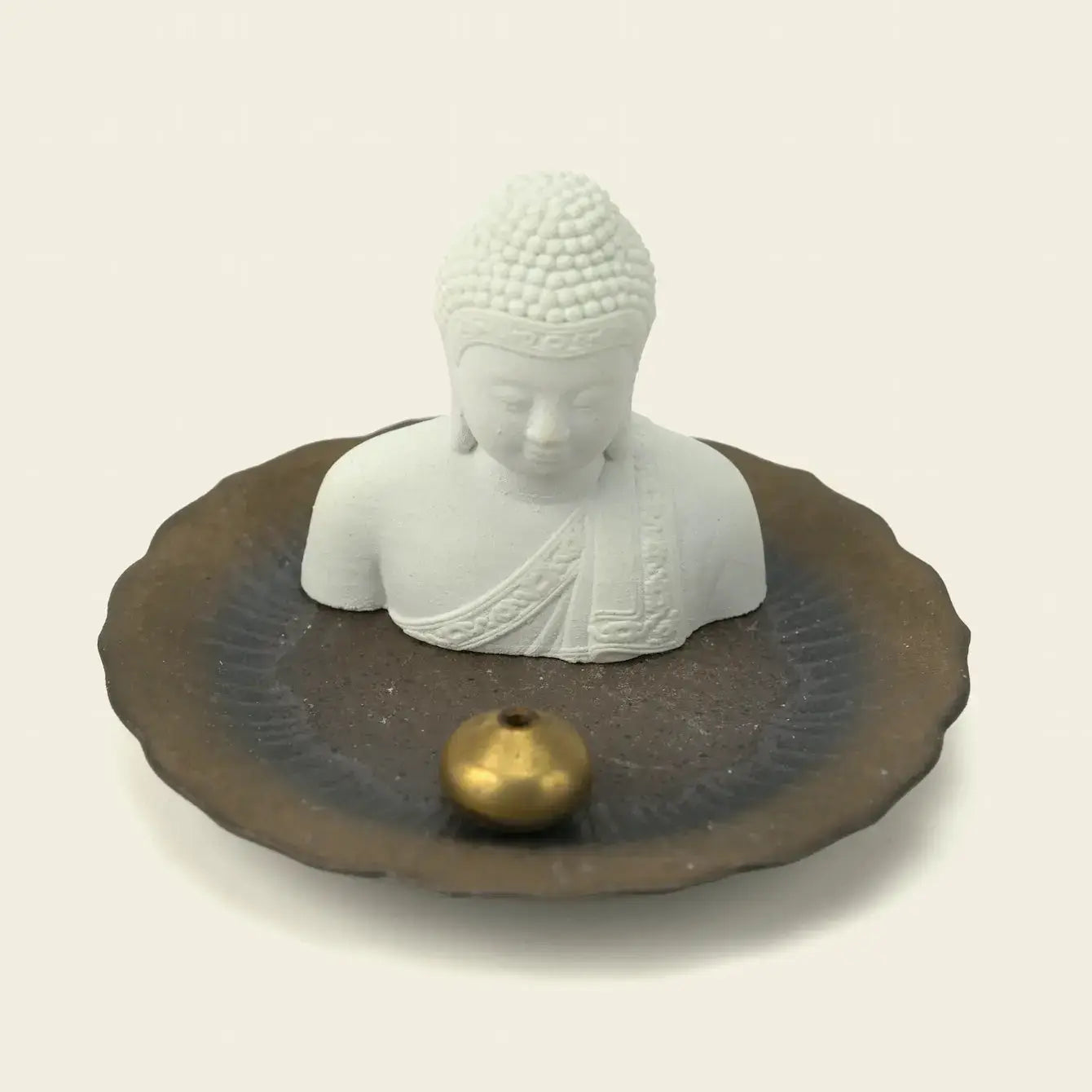 Zenify™ White Buddha Incense Burner – Ceramic Tray with Plaster Figurine Zenify