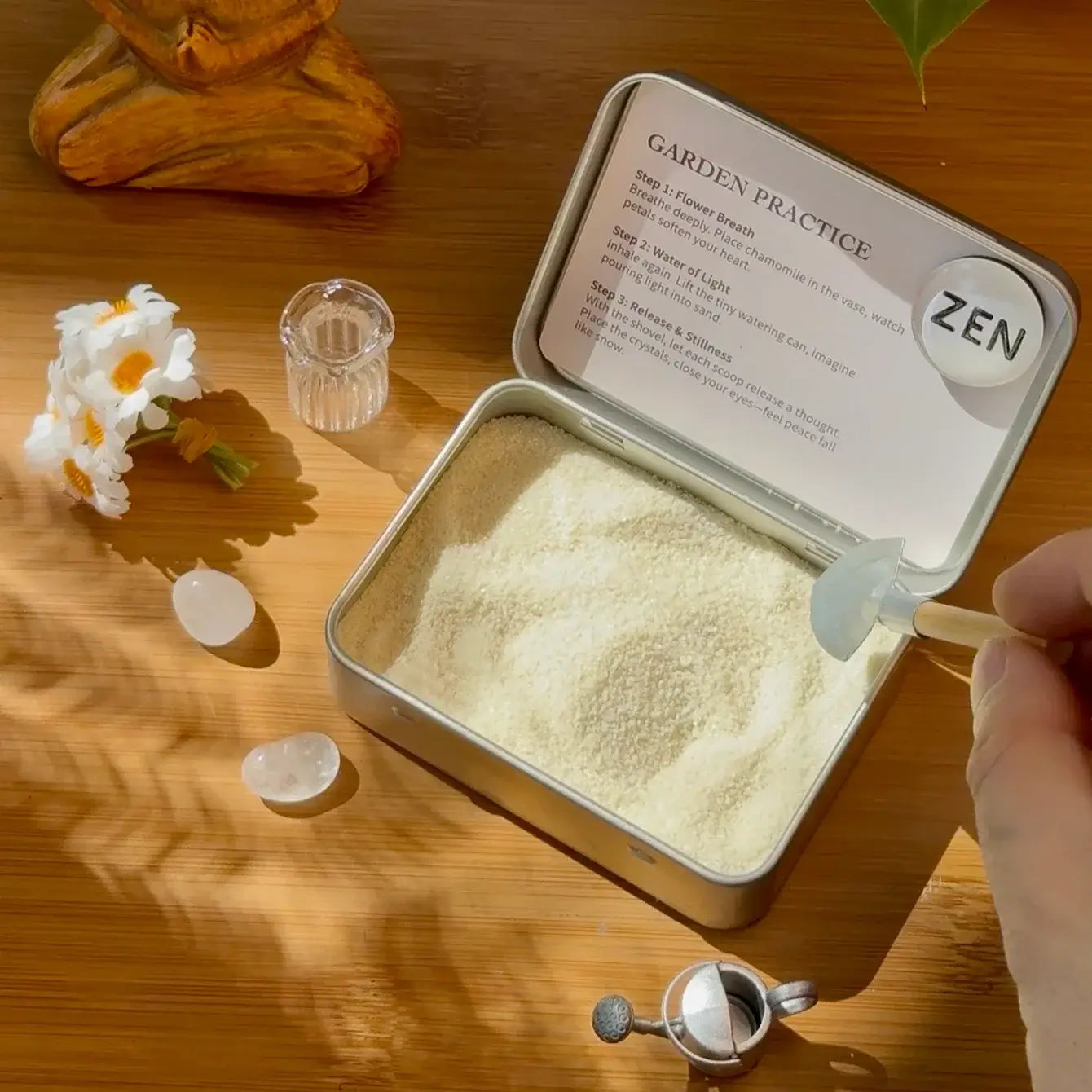 Zenify Blossom Zen Crystal Garden with tools and crystals for mindfulness and relaxation.
