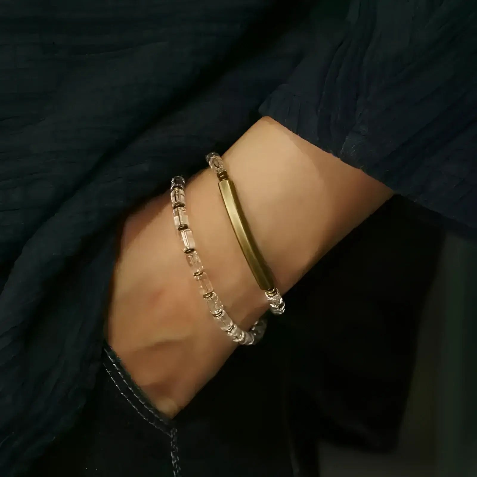 White Crystal Double Layered Bracelet