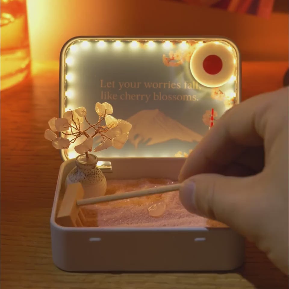 Tokyo Sakura Crystal Zen Garden | Tiny Desk Gift for Soft, Pink