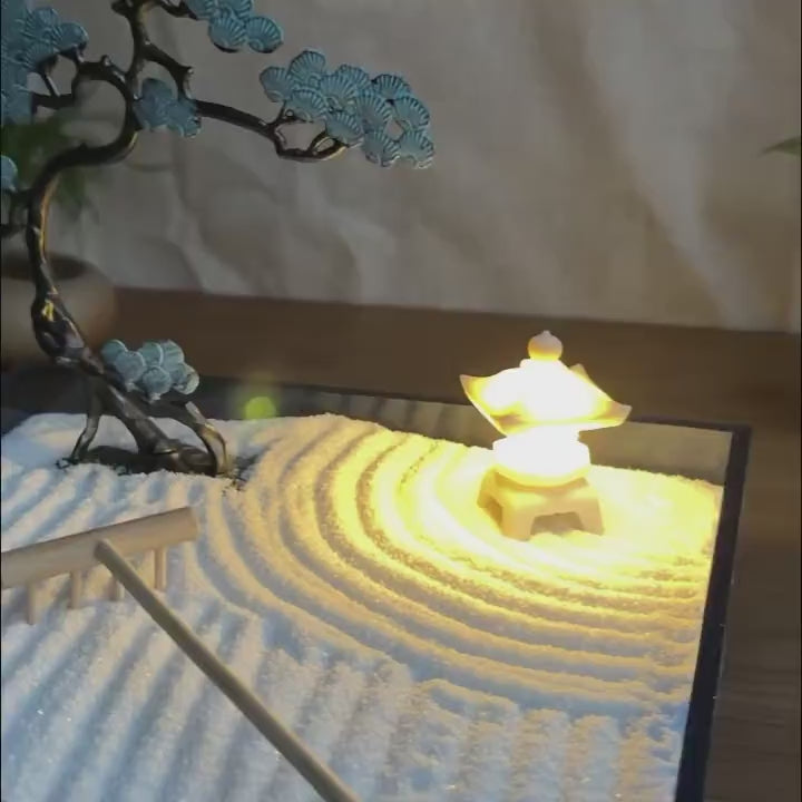 Blue Pine Lantern Meditation Zen Garden