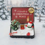 Zenify™ Christmas Zen Pocket Garden — a festive mini Zen set with a green aventurine tree, snowman, gift box, candy cane, and healing crystals on white sand.