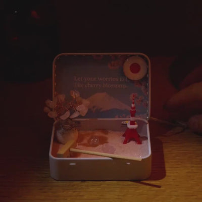 Tokyo Sakura Crystal Zen Garden video showing pink sand, rose quartz tree, cherry blossom details, and light-up edition.