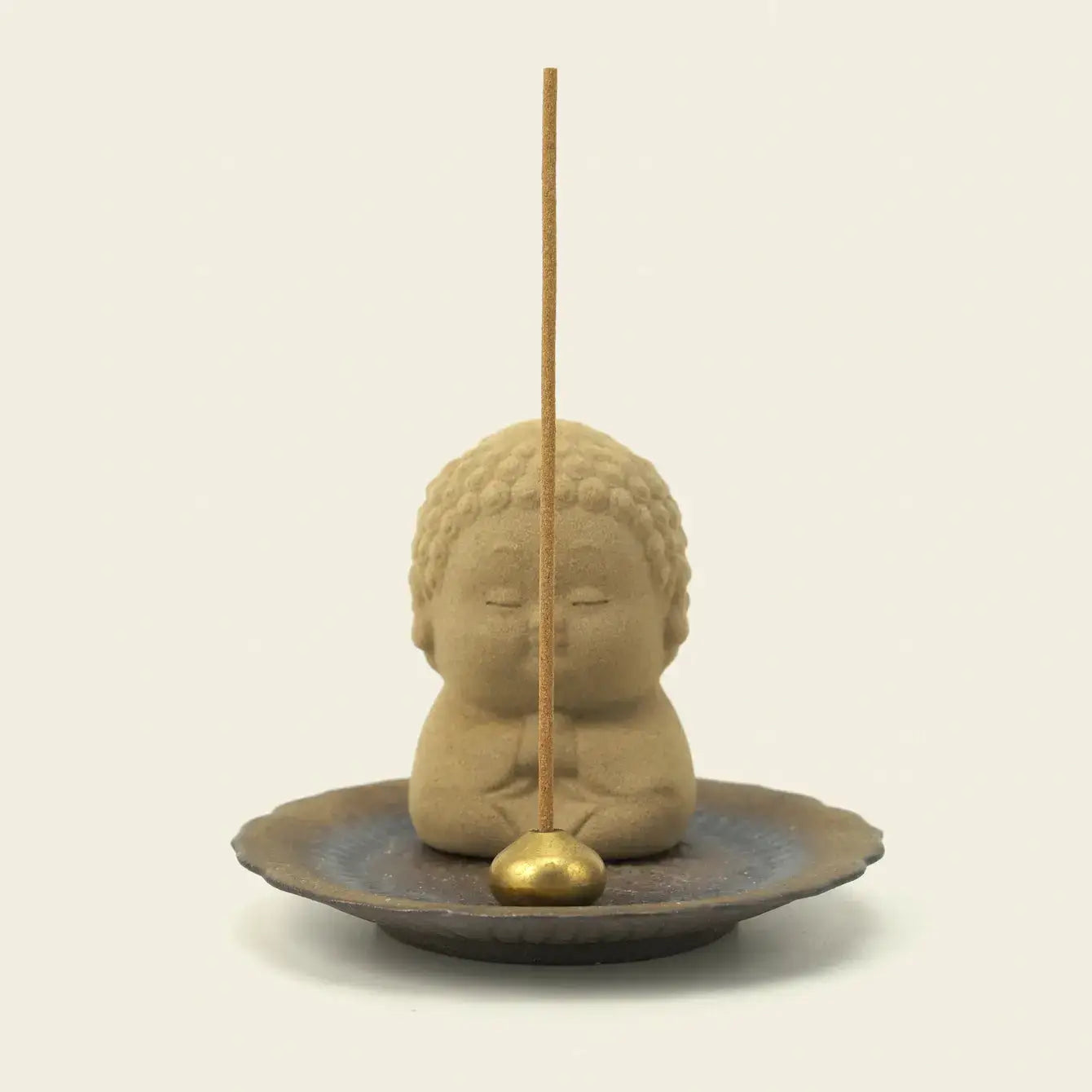 Zenify™ Mini Buddha Ceramic Incense Burner – Cute Monk Statue with Lotus Plate for Meditation & Relaxation Zenify