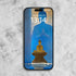 Medicine Buddha phone wallpapers displayed on a smartphone with a blue zen background.