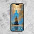 Medicine Buddha phone wallpapers featuring a serene Buddha statue against a tranquil background on a phone.