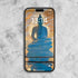 Medicine Buddha phone wallpapers showcasing a serene blue Buddha design on a smartphone screen.