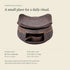 Ceramic incense warmer size guide: body 11.5 cm in diameter and 5.8 cm high; removable dish 11.3 by 8.7 by 1.7 cm. Body height excludes the dish and wooden base.
